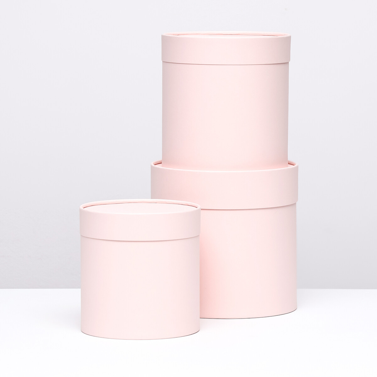 Набор коробок 3 в 1 без окна, розовый лепесток(перламутр) 21 х 21 - 16 х 16 см багровый лепесток и белый