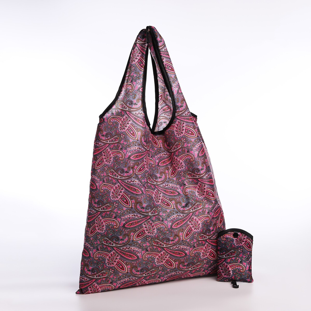 Сумка хозяйственная без застежки, цвет серый/розовый ручка для сумки 34 × 1 5 см серый
