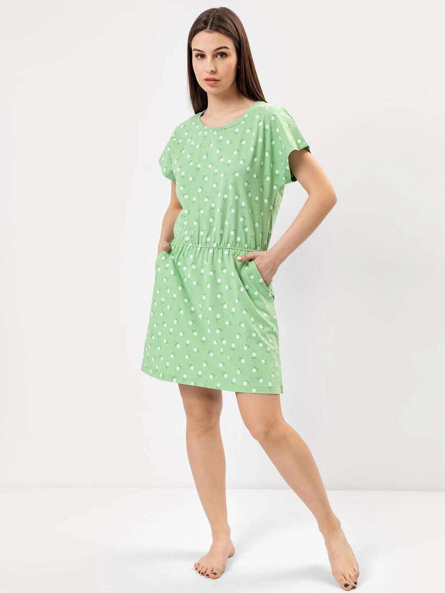 Платье женское домашнее Mark Formelle, размер 42, цвет ромашки на св.зеленом 08258452 - фото 1