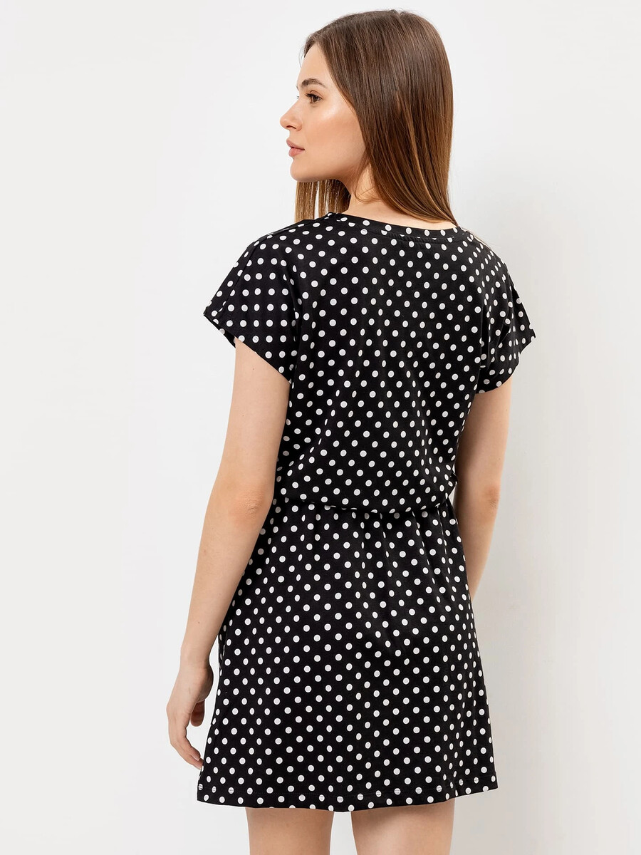 Платье женское домашнее черное в белый горошек Mark Formelle, размер 42, цвет белый горох на черном 08258454 - фото 2