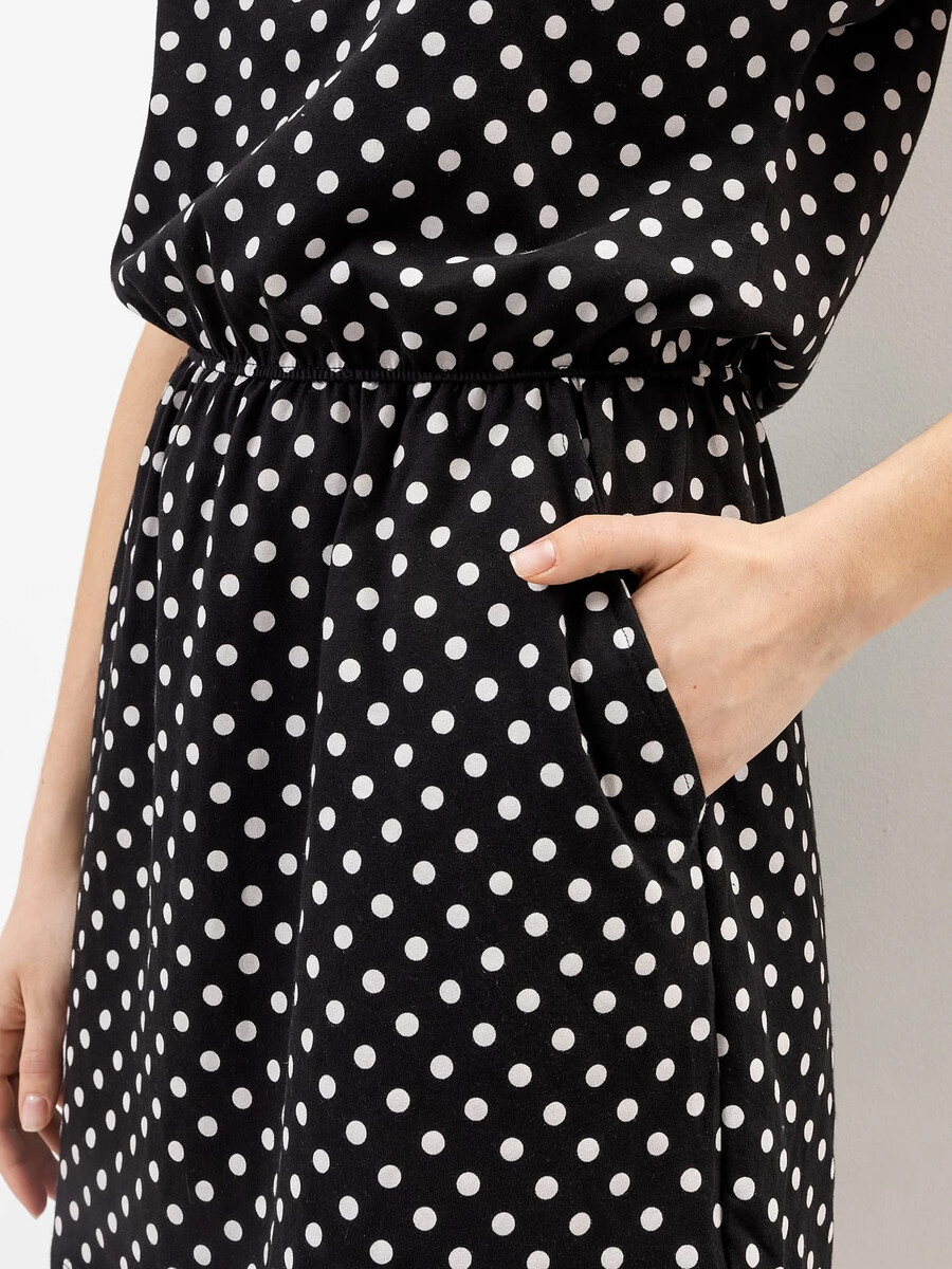 Платье женское домашнее черное в белый горошек Mark Formelle, размер 42, цвет белый горох на черном 08258454 - фото 4