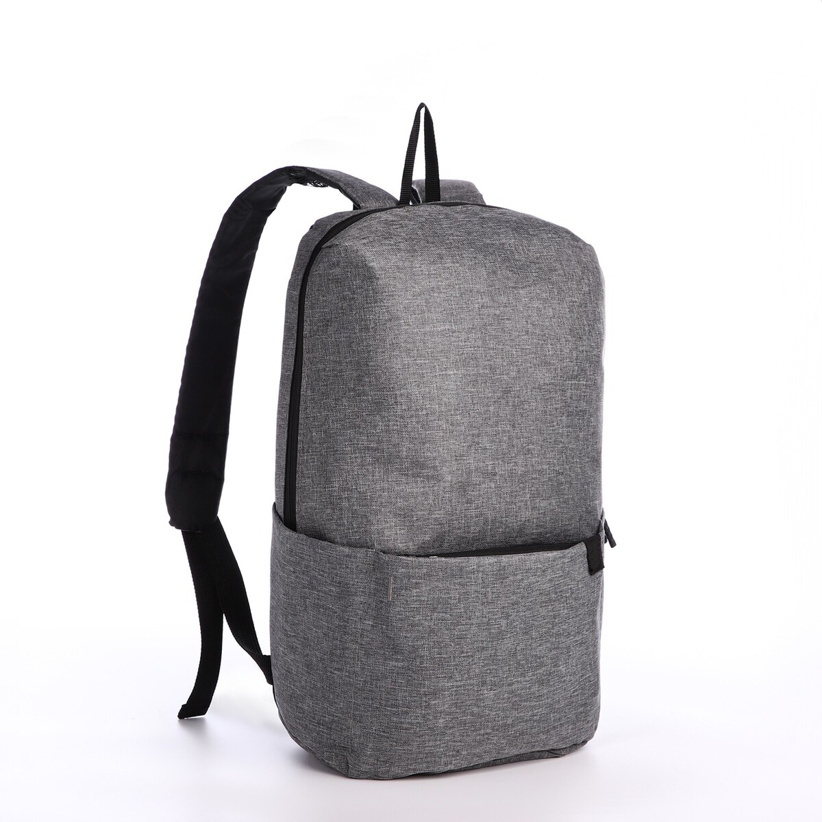 Рюкзак молодежный из текстиля на молнии, водонепроницаемый, наружный карман, цвет серый