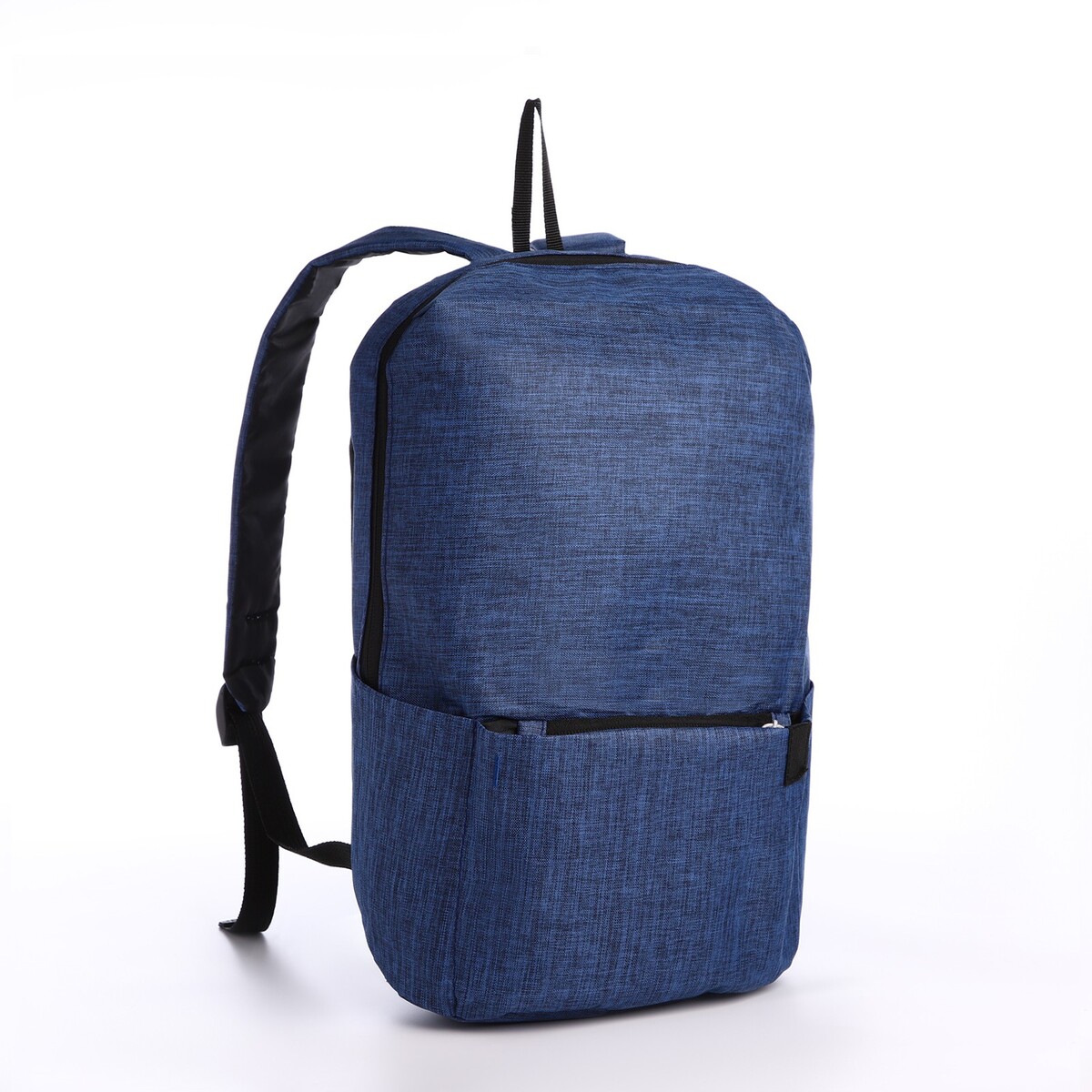 фото Рюкзак молодежный из текстиля на молнии, водонепроницаемый, наружный карман, цвет синий no brand