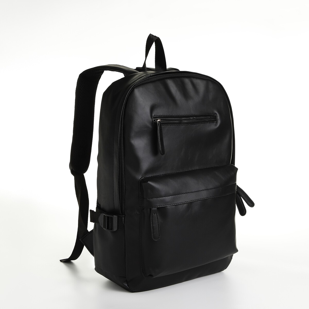Рюкзак городской из искусственной кожи на молнии, 4 кармана, цвет черный