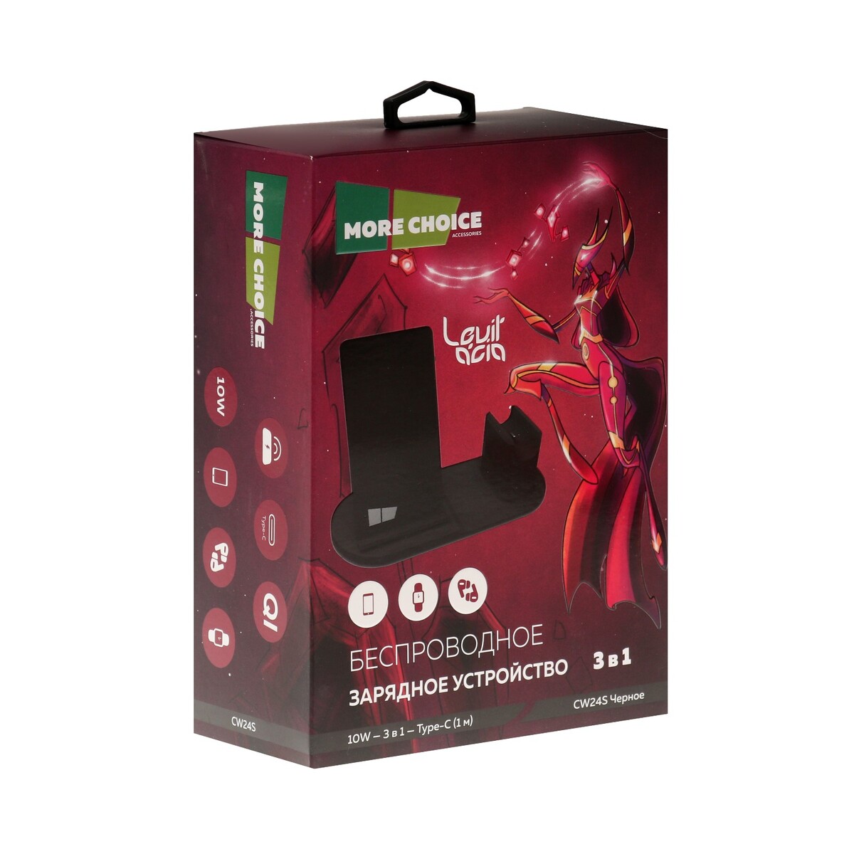 

Беспроводное зарядное устройство more choice cw24s, 3в1,10в, кабель type-c, черное
