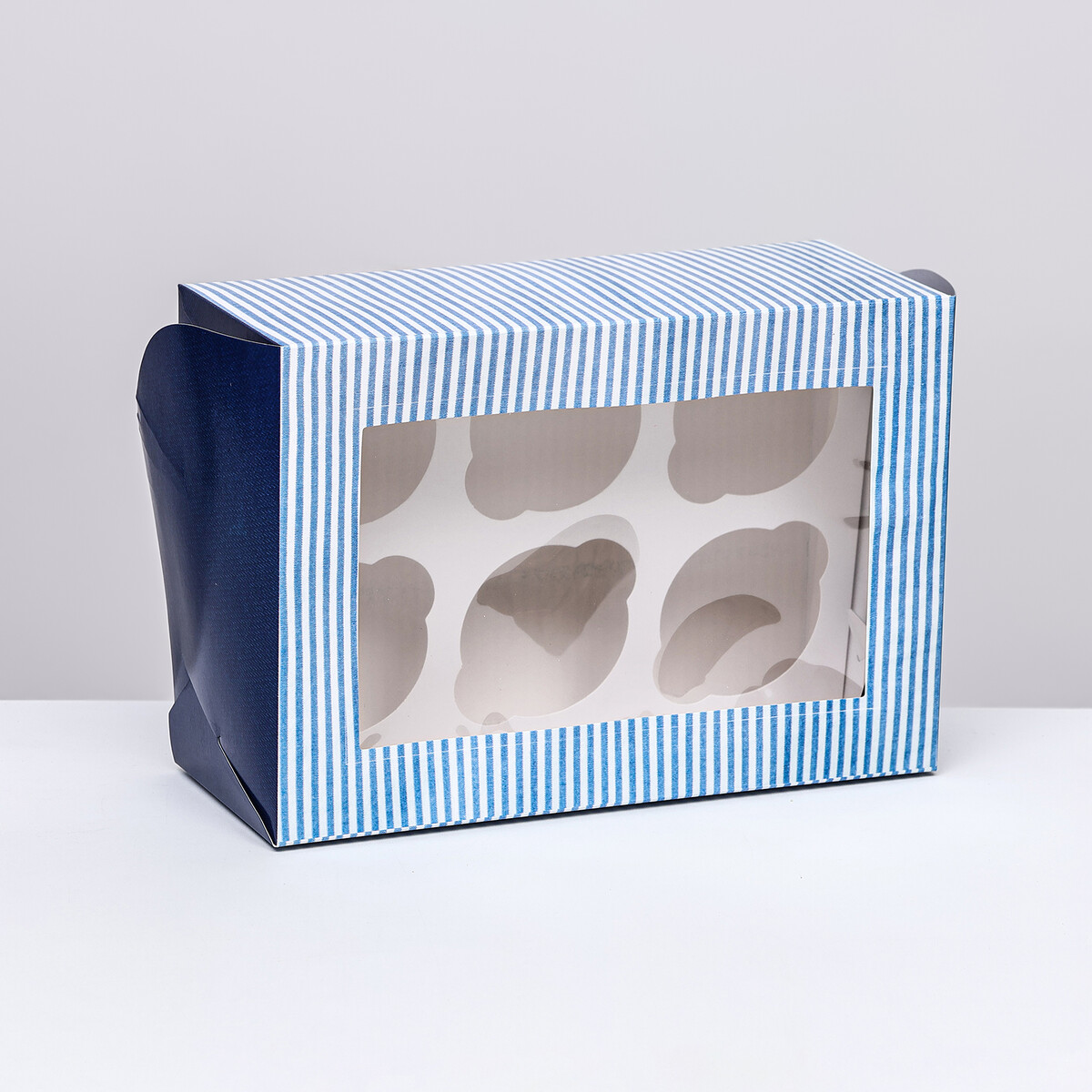 Упаковка на 6 капкейков с окном , UPAK LAND, цвет голубой