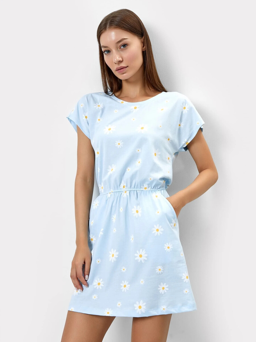 Платье женское домашнее в голубом оттенке с ромашками Mark Formelle, размер 44, цвет ромашки на голубом 08362930 - фото 2