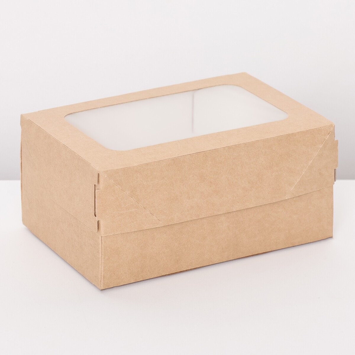 Коробка складная, с окном, крафт, 15 х 10 х 7 см набор 5 штук No brand