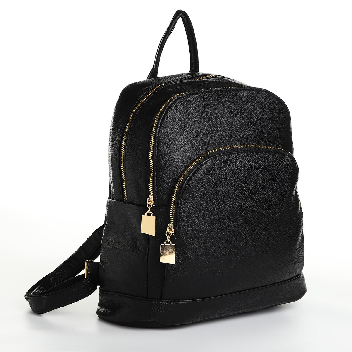 Рюкзак городской из искусственной кожи на молнии, 4 кармана, цвет черный