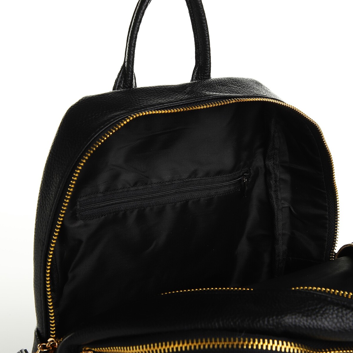 фото Рюкзак городской из искусственной кожи на молнии, 4 кармана, цвет черный no brand