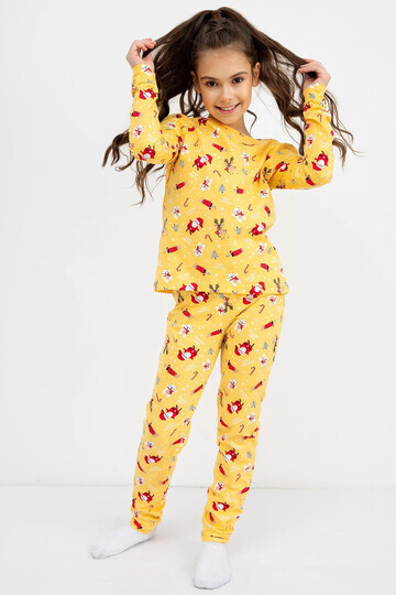 Хлопковая пижама для девочек (лонглсив и