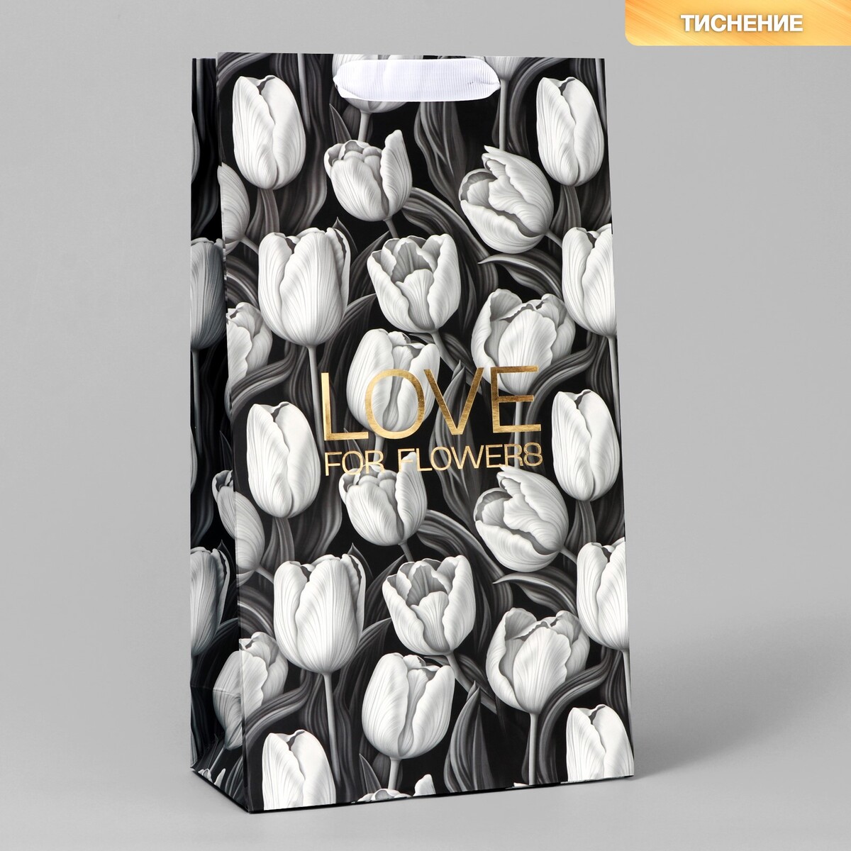 Пакет под две бутылки tulip, тиснение, 35 х 20 х 9 см