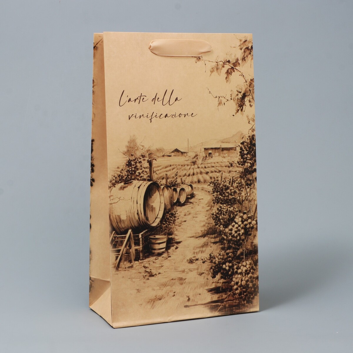 Пакет подарочный под две бутылки, упаковка, winery, 35 х 20 х 9 см пакет под две бутылки bronza 35 × 20 × 9 см