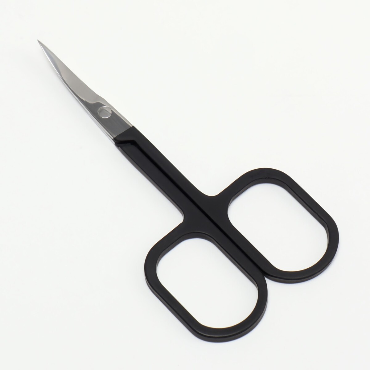 Ножницы маникюрные, узкие, загнутые, с прорезиненными ручками, 9 см, цвет серебристый/черный ножницы маникюрные