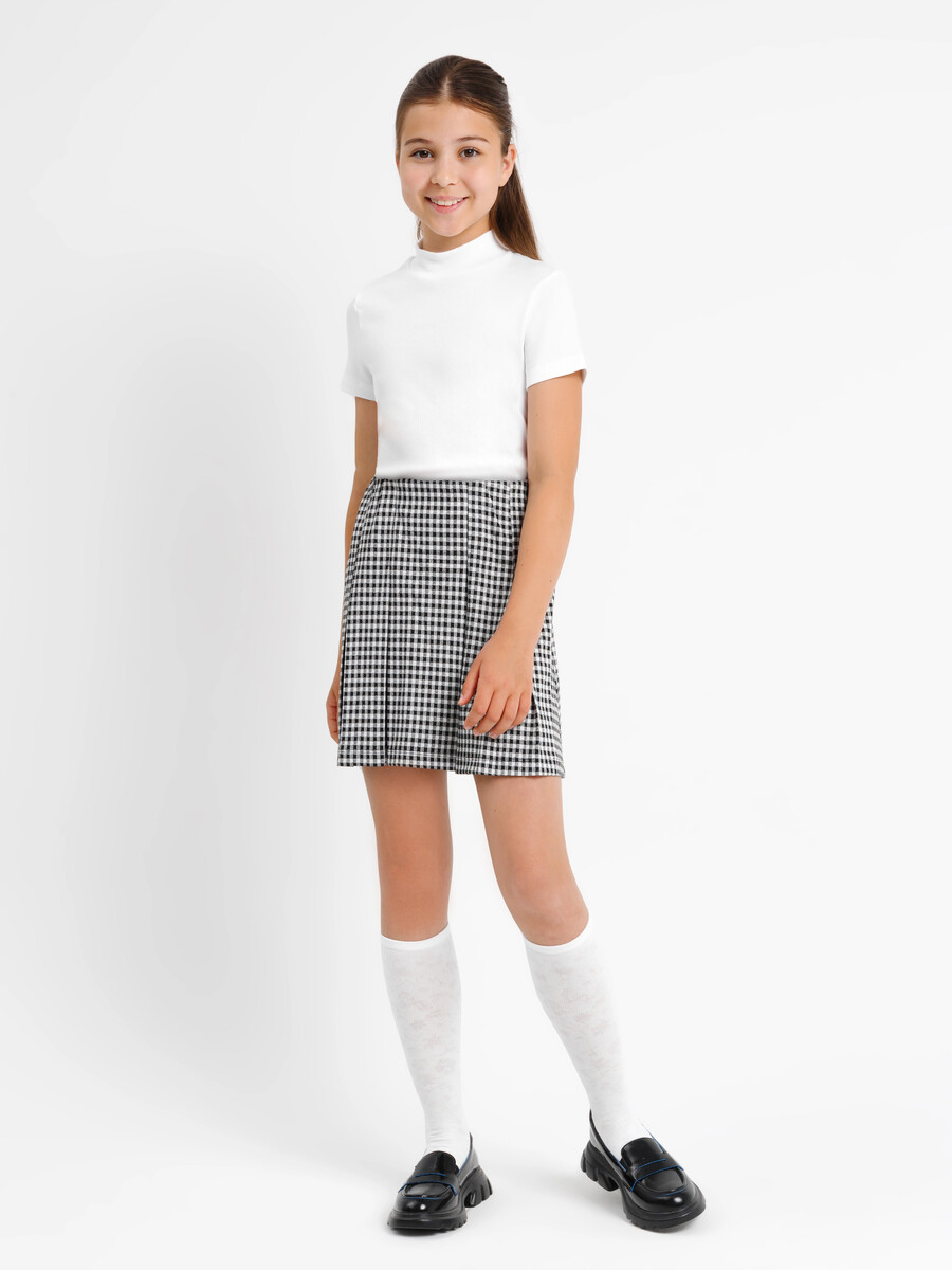 Расклешенная юбка в черно-белую клетку виши для девочек брюки в клетку для девочек из коллекции kamchatka