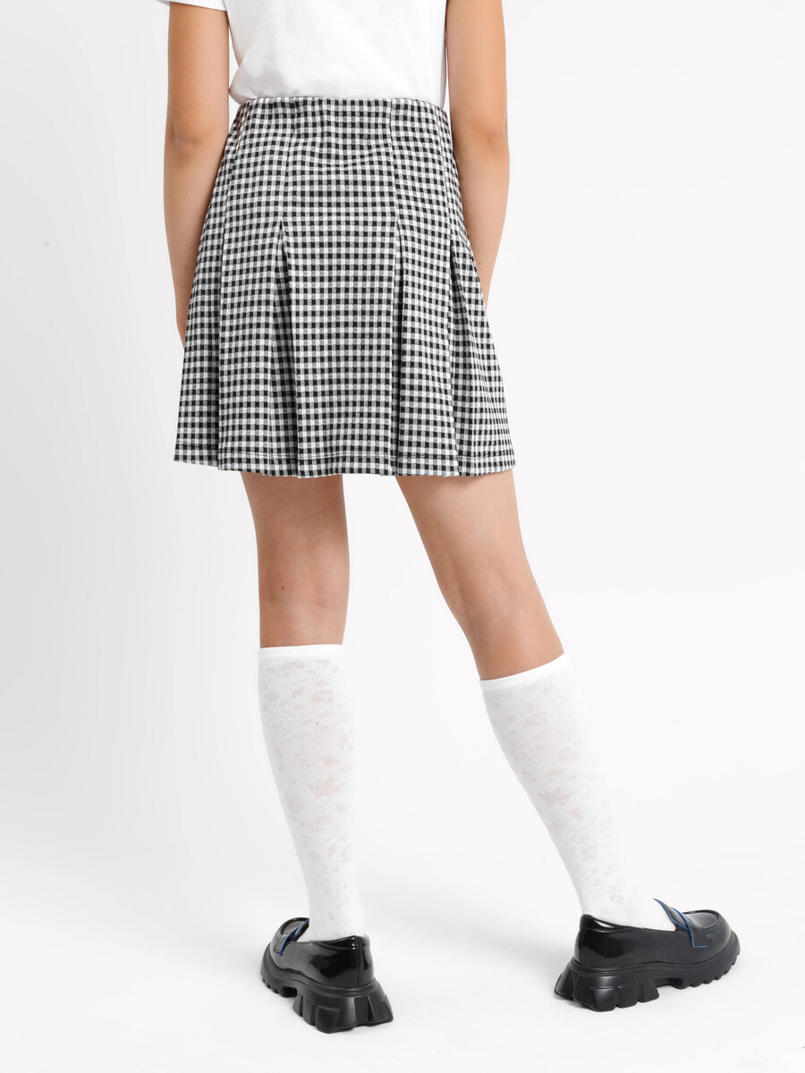 фото Расклешенная юбка в черно-белую клетку виши для девочек mark formelle