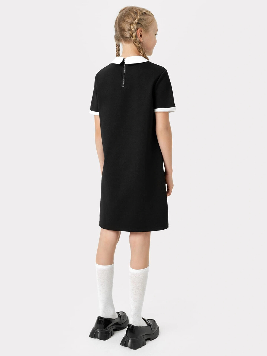 фото Платье черное с белым воротником и вставкой в рукавах для девочек mark formelle