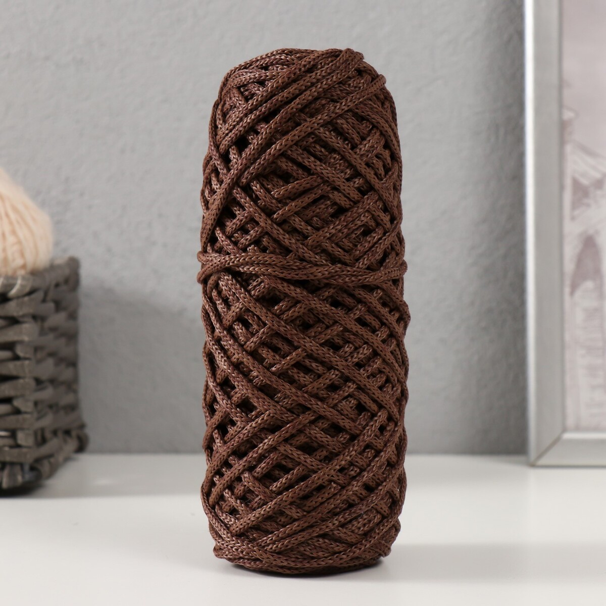 Шнур для вязания 35% хлопок,65% полипропилен 3 мм 85м/160±10 гр (кофе/шоколад)