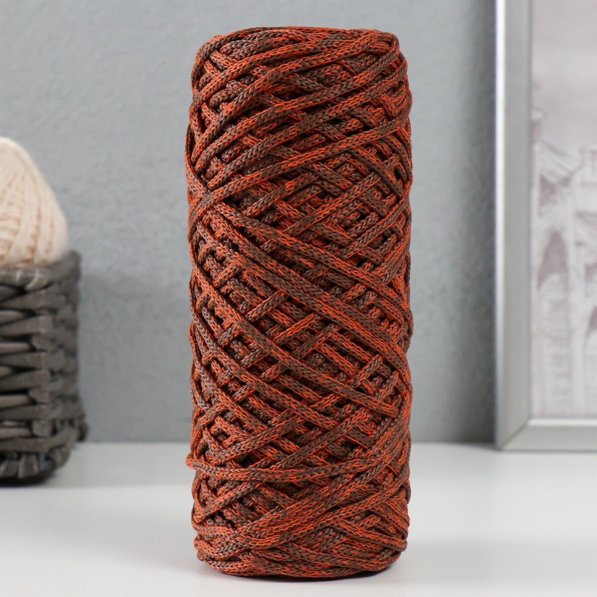 Шнур для вязания 35% хлопок,65% полипропилен 3 мм 85м/160±10 гр (рябина/шоколад)