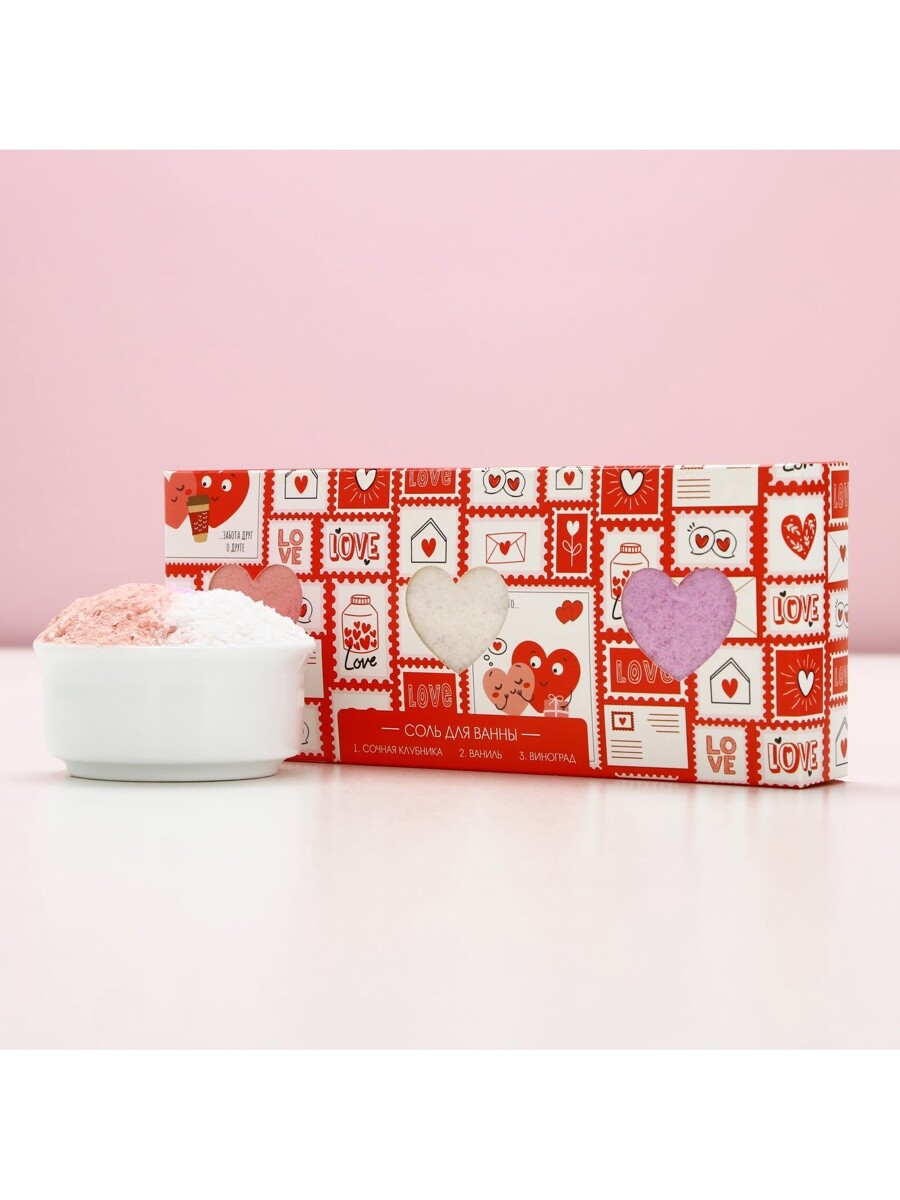 

Соль для ванны love, 3×100 г, чистое счастье, Розовый;сиреневый;белый