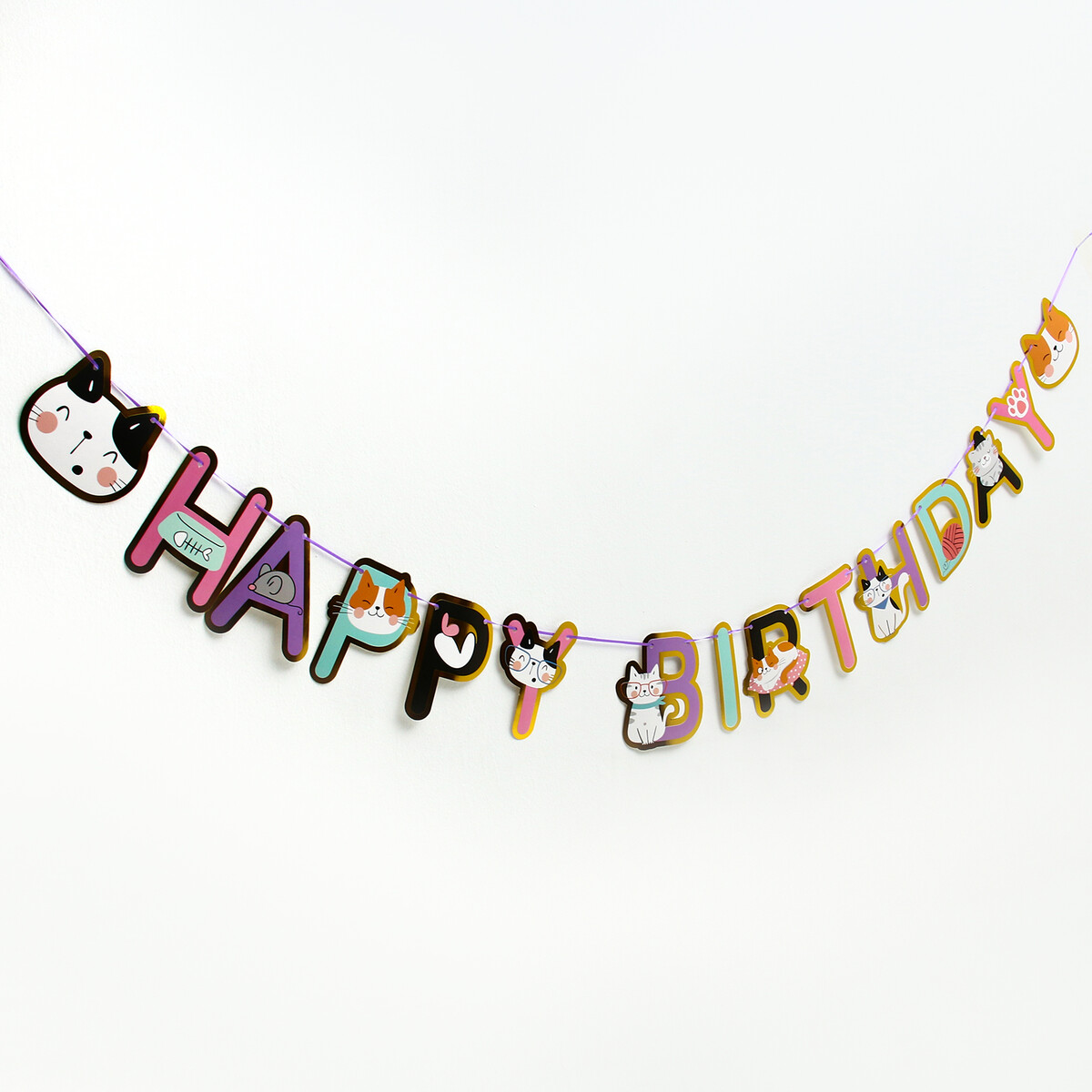 Гирлянда happy birthday, длина 2 метра светодиодная лента для воздушного шара гирлянда 2 метра батарейка белый