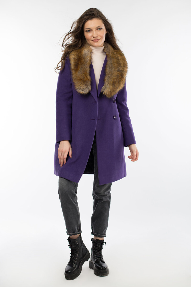 Пальто женское утепленное EL PODIO, размер 42, цвет фиолетовый 08652163 однобортное - фото 2