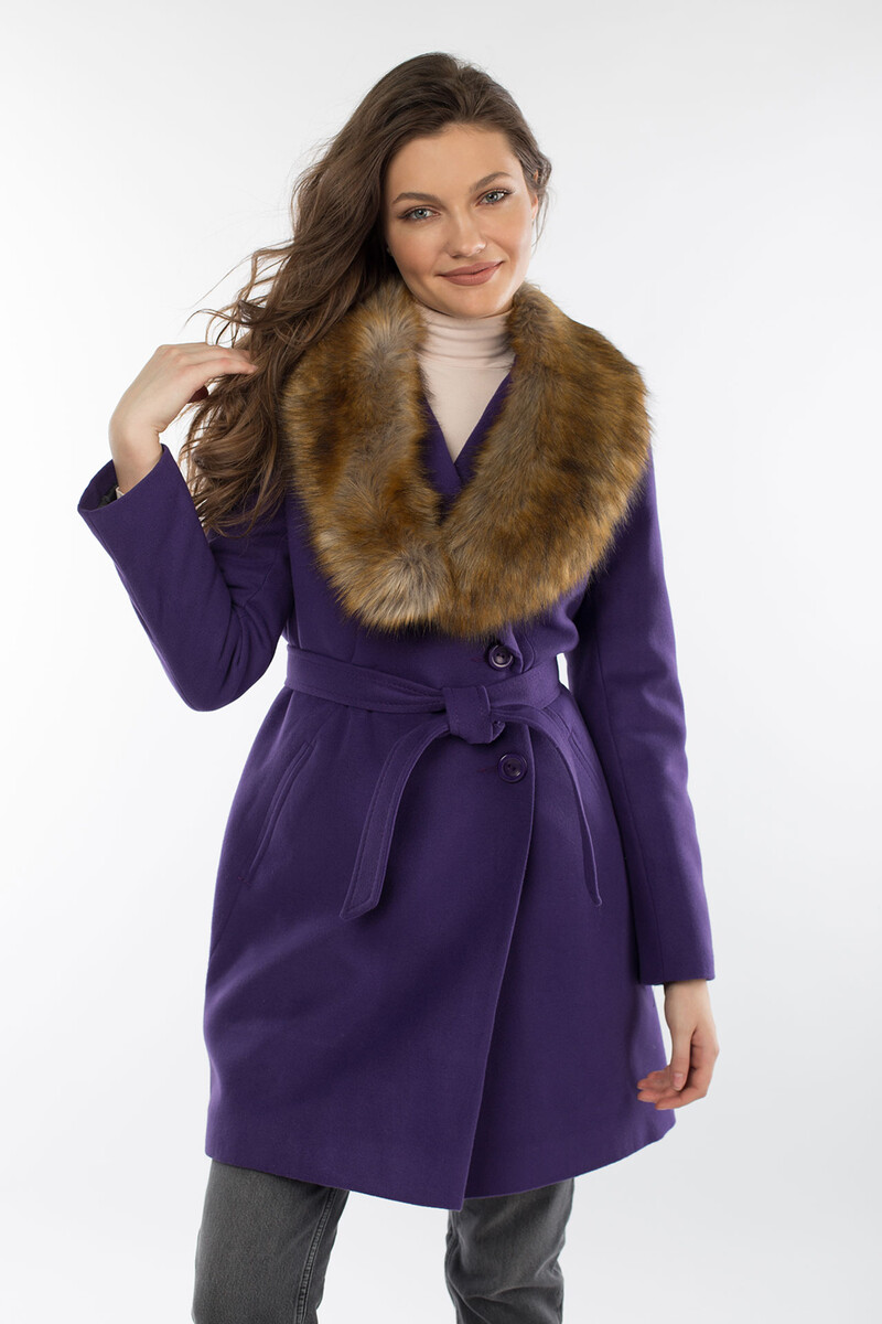 Пальто женское утепленное EL PODIO, размер 42, цвет фиолетовый 08652163 однобортное - фото 4