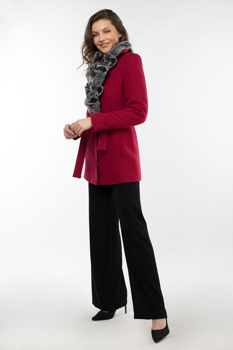 Пальто женское утепленное (пояс) EL PODIO, размер 40, цвет бордовый 08652167 однобортное - фото 3