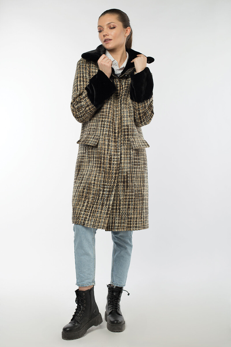 Пальто женское утепленное EL PODIO, размер 44, цвет бежевый 08652176 однобортное - фото 2