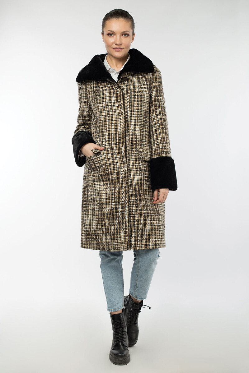 Пальто женское утепленное EL PODIO, размер 44, цвет бежевый 08652176 однобортное - фото 1
