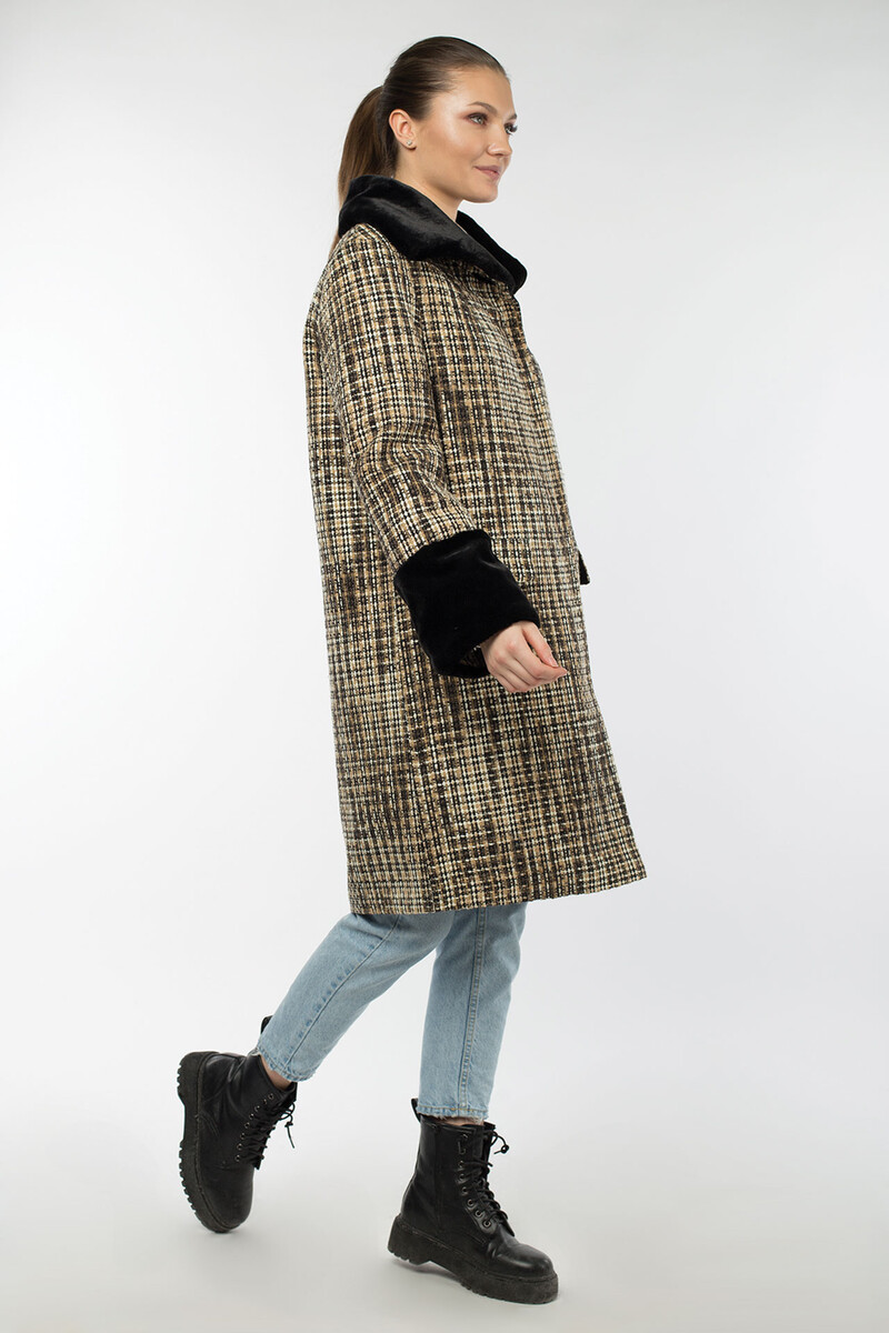Пальто женское утепленное EL PODIO, размер 44, цвет бежевый 08652176 однобортное - фото 3