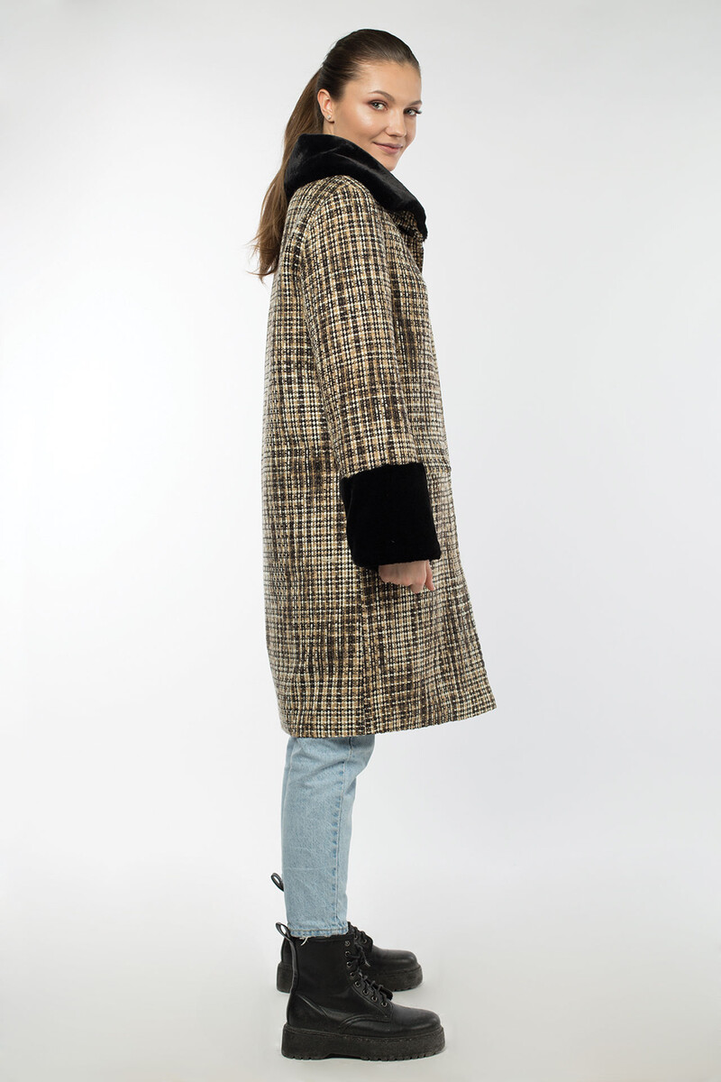 Пальто женское утепленное EL PODIO, размер 44, цвет бежевый 08652176 однобортное - фото 4