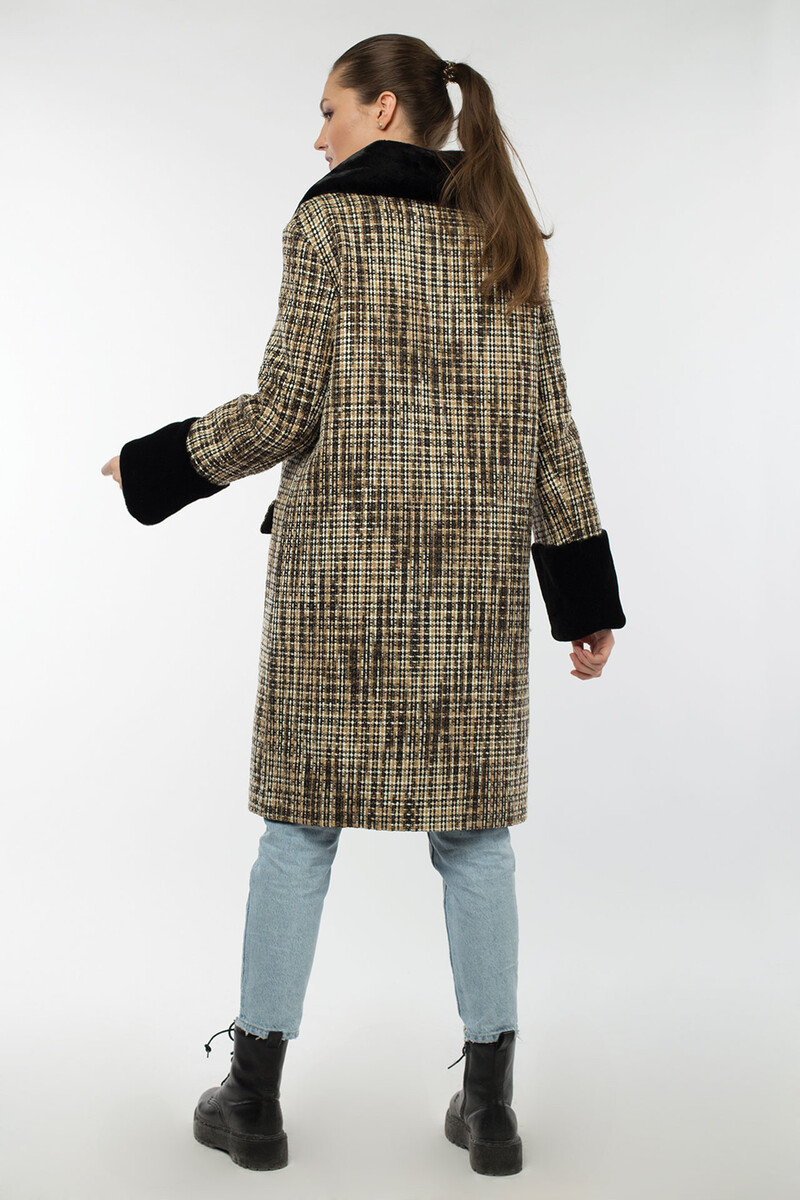 Пальто женское утепленное EL PODIO, размер 44, цвет бежевый 08652176 однобортное - фото 5