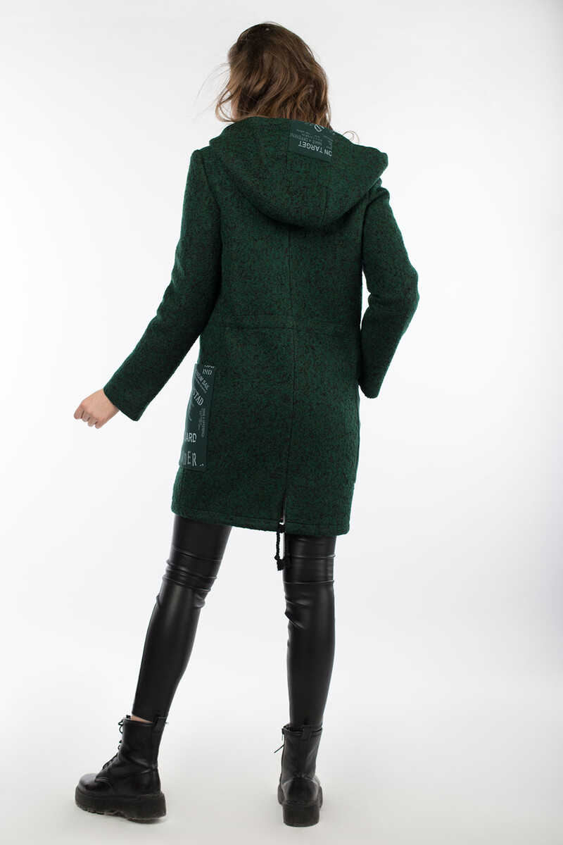 Пальто женское утепленное (пояс) EL PODIO, размер 42, цвет зеленый 08652178 однобортное - фото 4
