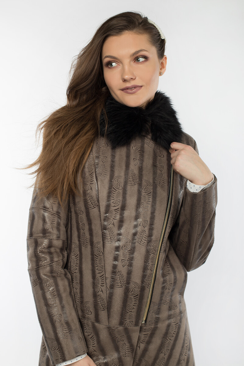 Пальто женское утепленное EL PODIO, размер 42, цвет бежевый 08652184 однобортное - фото 4