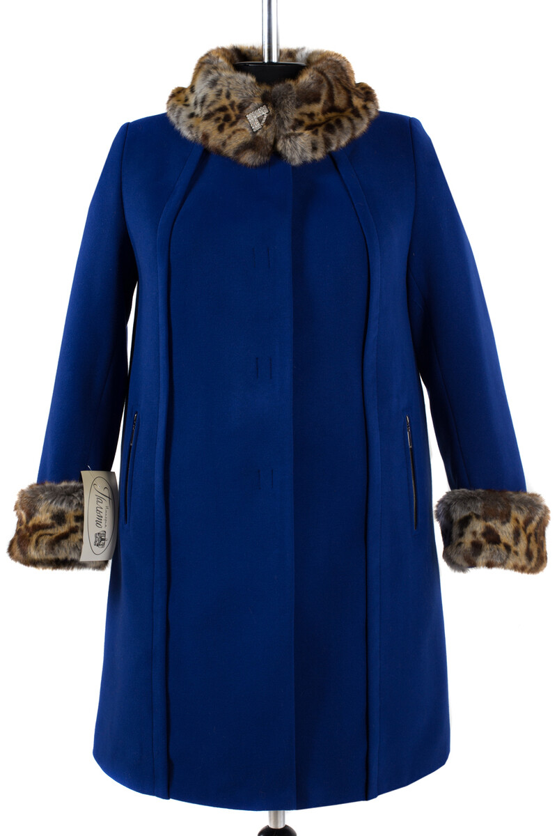 Пальто женское утепленное EL PODIO, размер 54, цвет синий 08652187 однобортное - фото 1