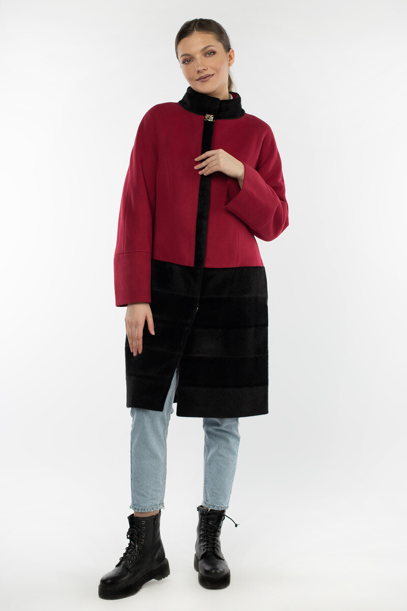 Пальто женское утепленное EL PODIO, размер 44, цвет бордовый 08652189 однобортное - фото 3
