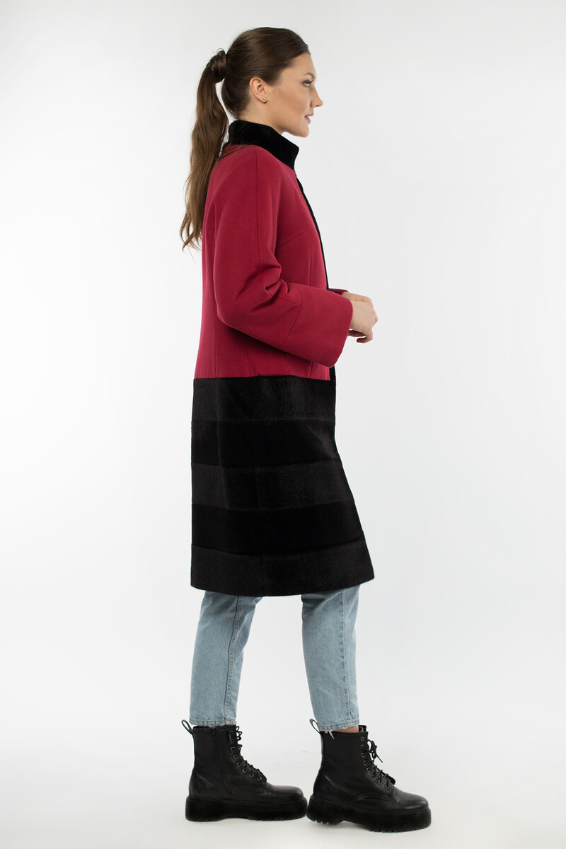 Пальто женское утепленное EL PODIO, размер 44, цвет бордовый 08652189 однобортное - фото 5