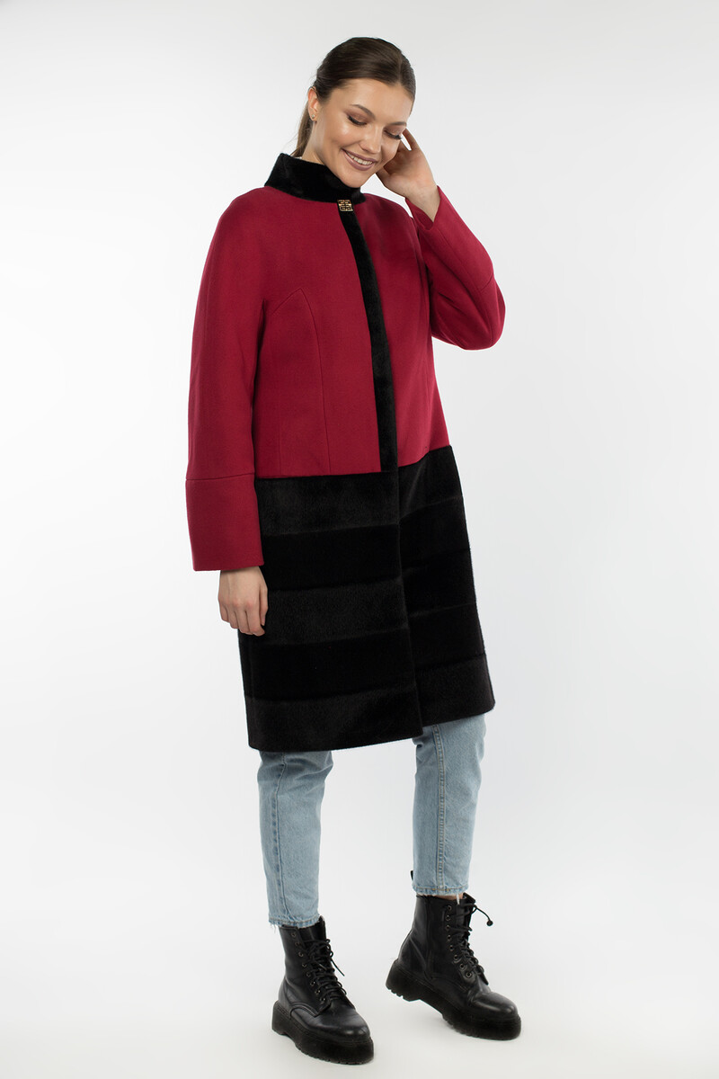Пальто женское утепленное EL PODIO, размер 44, цвет бордовый 08652189 однобортное - фото 4
