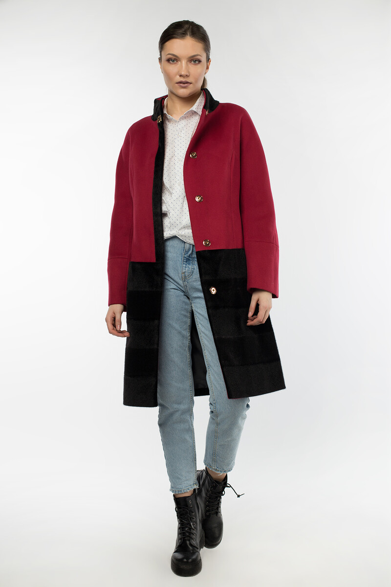 Пальто женское утепленное EL PODIO, размер 44, цвет бордовый 08652189 однобортное - фото 2