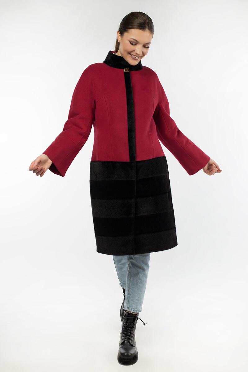 Пальто женское утепленное EL PODIO, размер 44, цвет бордовый 08652189 однобортное - фото 1