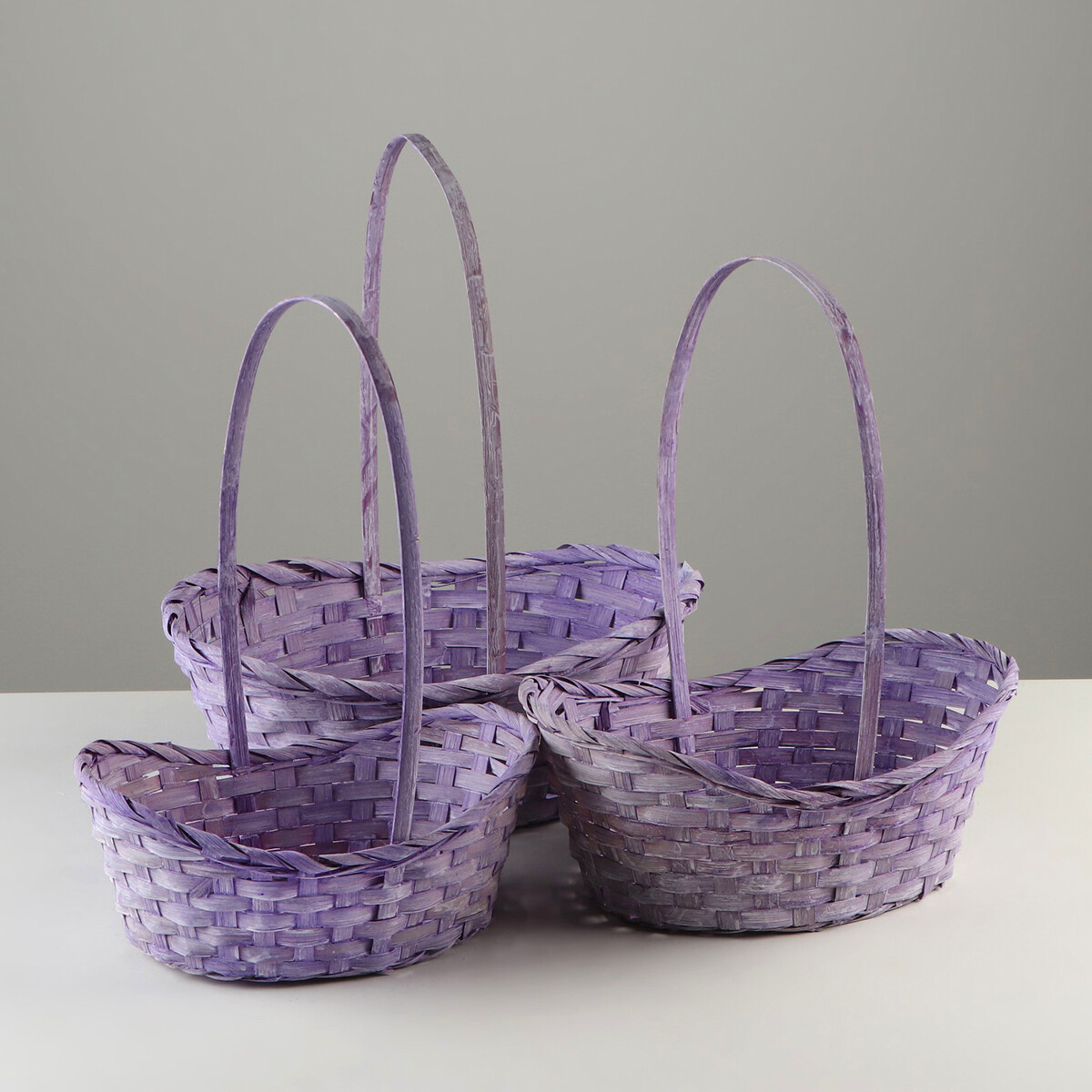 

Набор корзин, 26х19х9х10,5/34 см, 33х24х11х13/42 см, 30х21х10х11/38 см, фиолетовые, бамбук, Фиолетовый