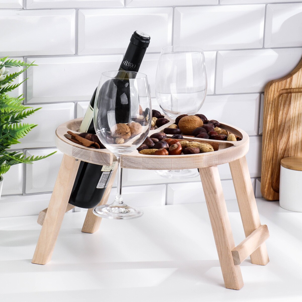 Столик - поднос с менажницей и складными ножками столик поднос для вина на 2 персоны adelica 25×15×1 8 см береза