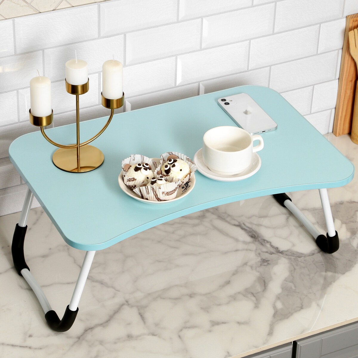 Столик - поднос для завтрака, для ноутбука, складной, голубой, 60х40 см kett up столик поднос складной eco romantic