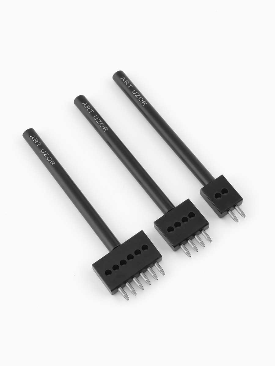 

Набор строчных круглых пробойников для кожи, шаг = 5 мм, 3 шт., цвет черный