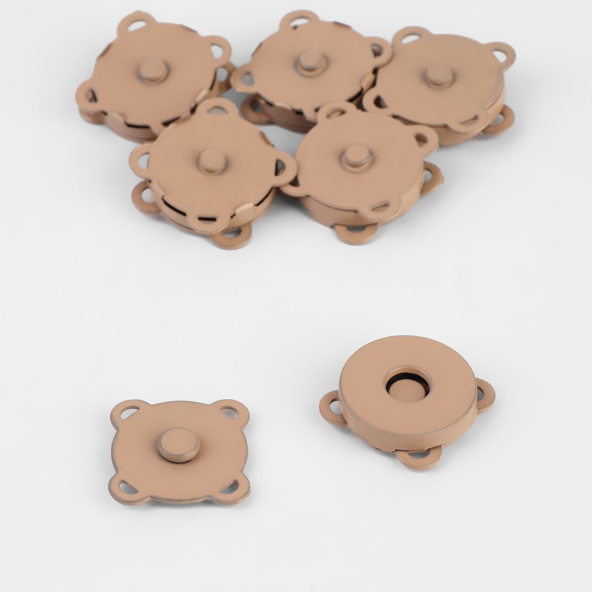 Кнопки магнитные, пришивные, d = 18 мм, 6 шт, цвет бежевый матовый набор аксессуаров для ванной sofi de marko 36 бежевый