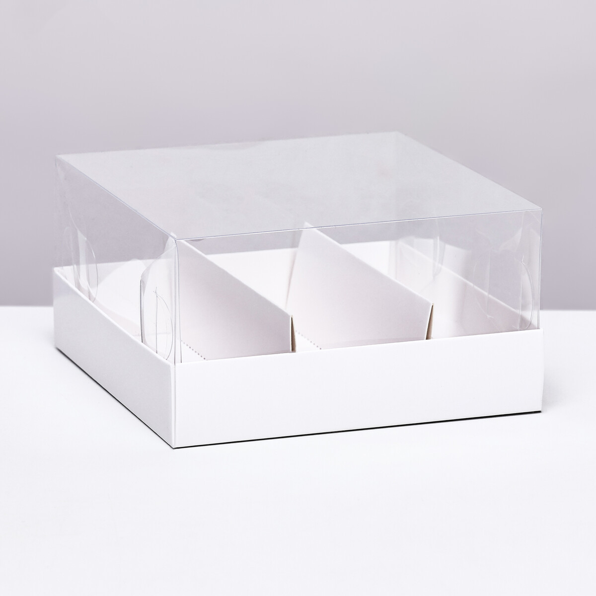 Кондитерская коробка складная под 3 эклера, белая, 13,5х13,5х7см No brand, цвет белый