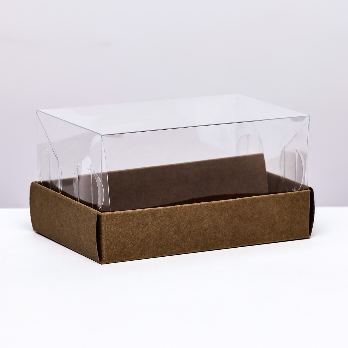 Кондитерская коробка складная под 2 эклера, крафт, 9х13,5х7см No brand, цвет коричневый