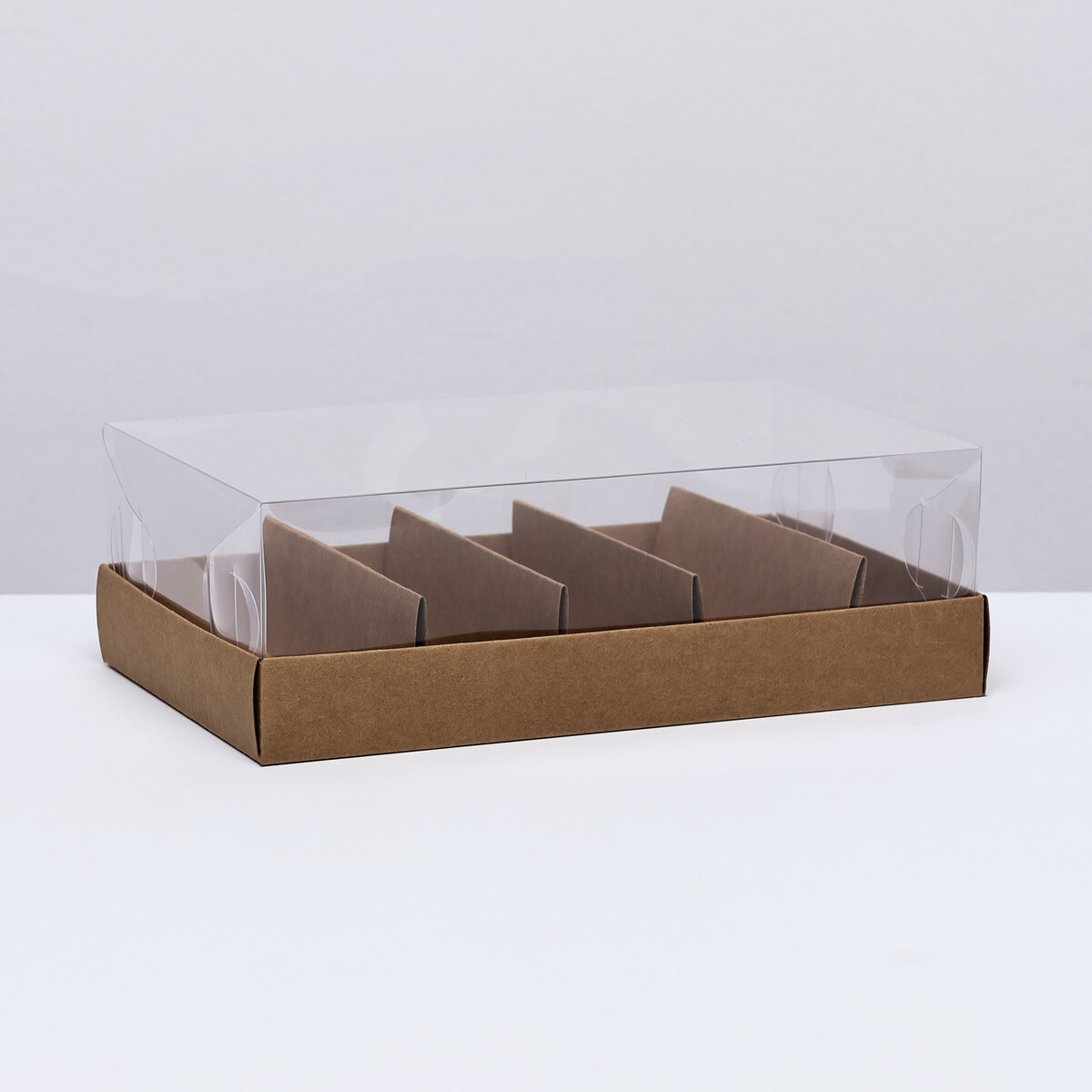Кондитерская коробка складная под 5 эклеров, крафт, 22х13,5х7см кондитерская складная коробка для 4 капкейков крафт 16 х 16 х 14 см