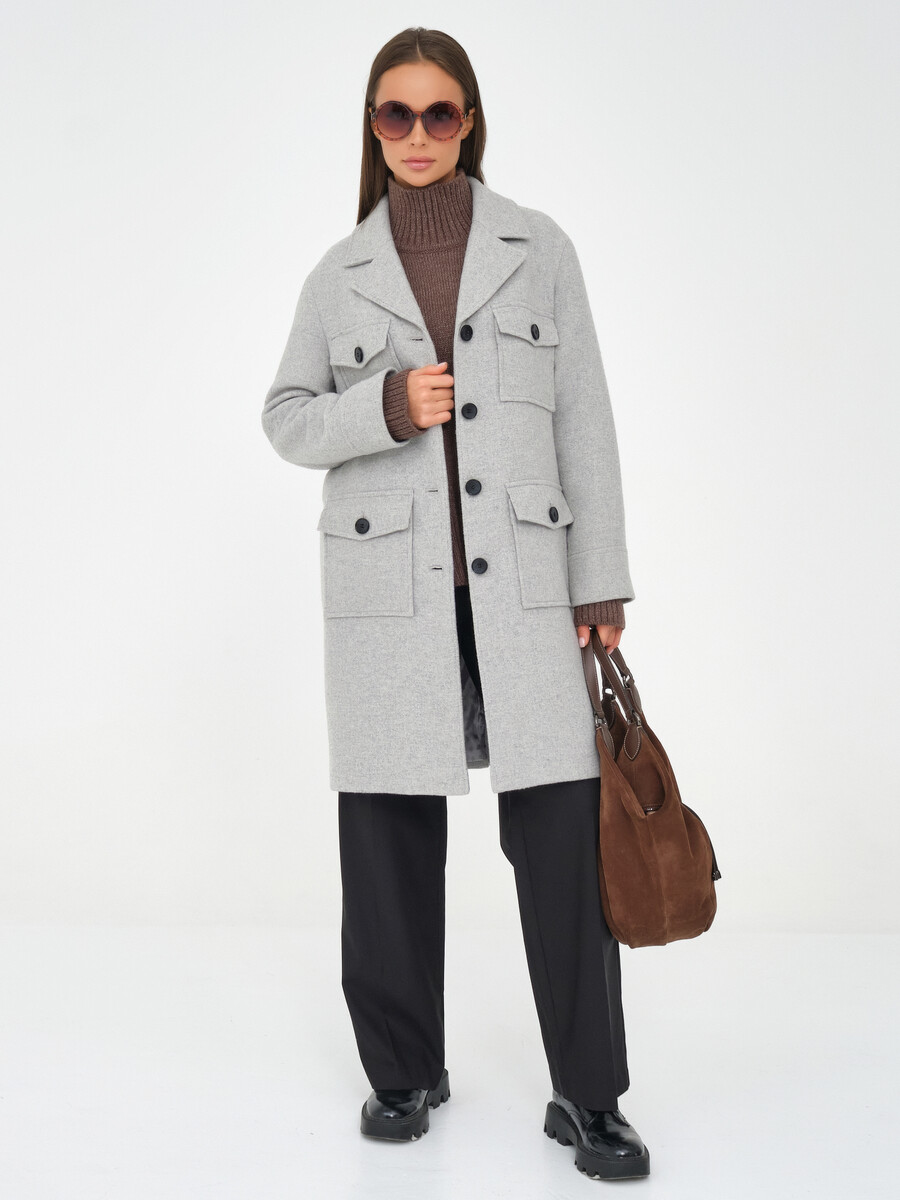 Пальто Stilla, размер 42, цвет серый 08704080 однобортное - фото 1